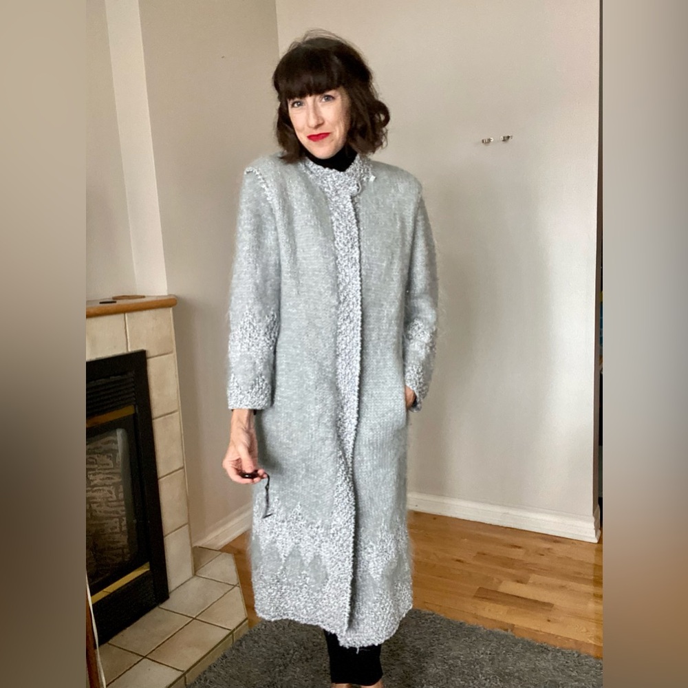 Vintage Knee Length Knit Cardigan